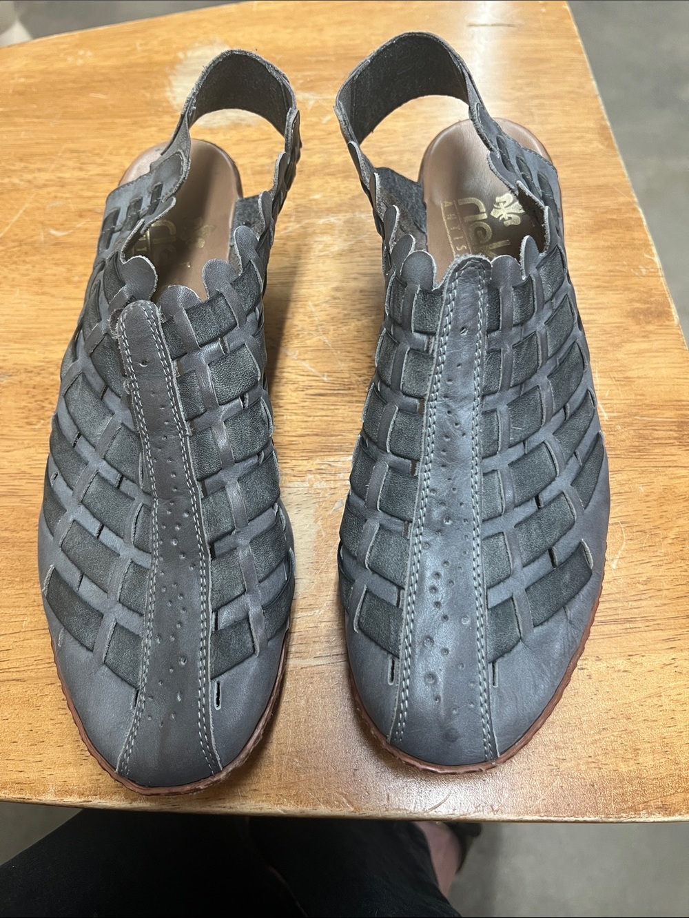 Rieker Charcoal Woven Slingback Sandals